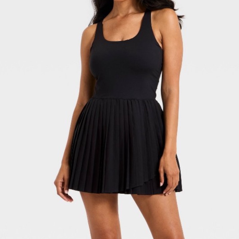 All In Motion L NEW Black Pleated Mini Dress Activewear Skort